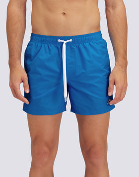 MAILLOT DE BAIN COURT À TAILLE ÉLASTIQUÉE EN TAFFETAS ICONIQUE AVEC BRODERIE ARC-EN-CIEL
