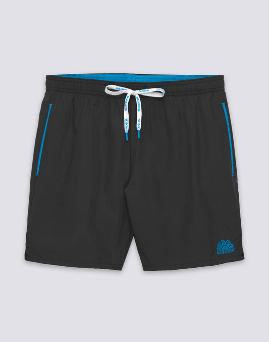 LONG SWIMWEAR WITH ELASTICATED WAIST AND REPREVE® RECYCLED POLYESTER PIPING
