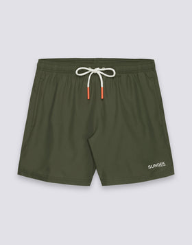 MAILLOT DE BAIN MI-LONG À TAILLE ÉLASTIQUE EN POLYESTER RECYCLÉ REPREVE® AVEC DÉTAIL TRICOLORE