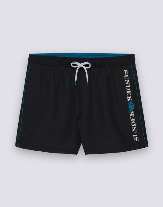MAILLOT DE BAIN COURT À TAILLE ÉLASTIQUE AVEC PIPING CONTRASTÉ EN POLYESTER RECYCLÉ REPREVE®