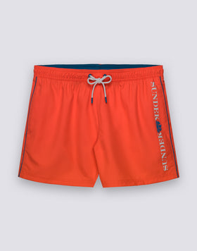 MAILLOT DE BAIN COURT POUR HOMME AVEC TAILLE ÉLASTIQUE ET LISERÉ CONTRASTANT EN POLYESTER RECYCLÉ REPREVE®