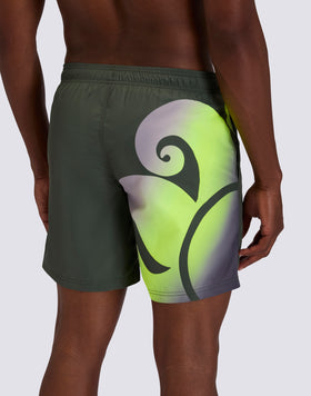 MEN'S MID-LENGTH SWIMSUIT WITH GRADIENT LOGO PRINT