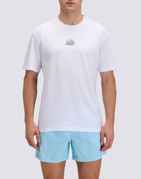 MEN'S CREW NECK T-SHIRT WITH TIDAL SURFER PRINT