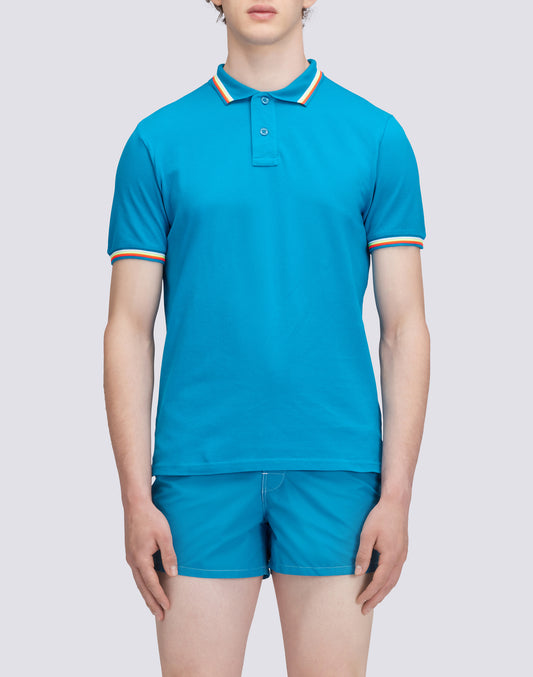 BRICE COTTON PIQUÉ POLO SHIRT WITH TRICOLOUR DETAILS