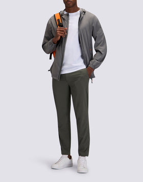 CHCAQUETA DE HOMBRE CON CREMALLERA COMPLETA Y CAPUCHA DE NYLON