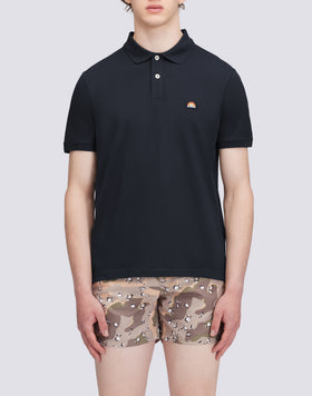 POLO IN COTONE PIQUET STRETCH CON PATCH ARCOBALENO