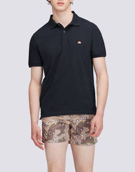 POLO IN COTONE PIQUET STRETCH CON PATCH ARCOBALENO