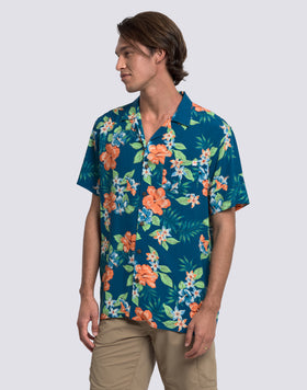 CAMICIA UOMO STAMPATA IN VISCOSA POPELINE