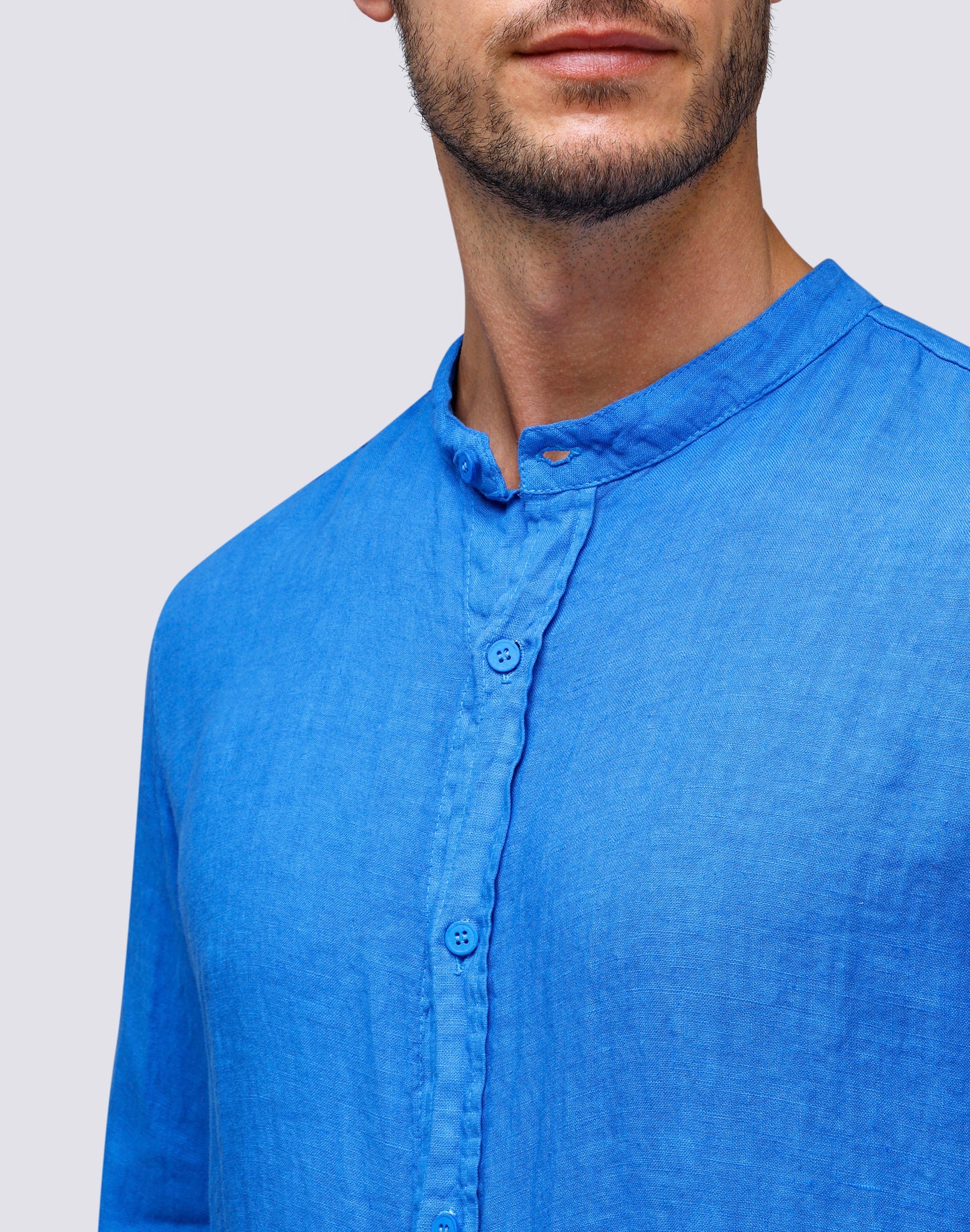 LINEN SHIRT WITH MANDAR COLLAR