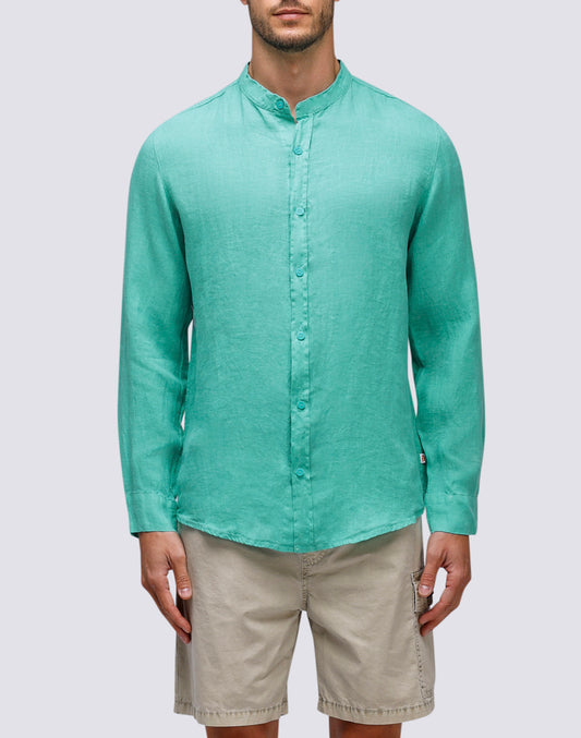 LINEN SHIRT WITH MANDAR COLLAR