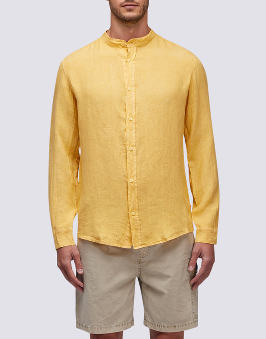 LINEN SHIRT WITH MANDAR COLLAR