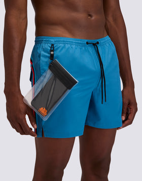 COSTUME DA BAGNO UOMO CON TESSUTO STRETCH A VITA ELASTICATA E CON CUSTODIA REMOVIBILE