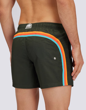 MAILLOT DE BAIN COURT À TAILLE ÉLASTIQUÉE EN TAFFETAS ICONIQUE AVEC POCHETTE