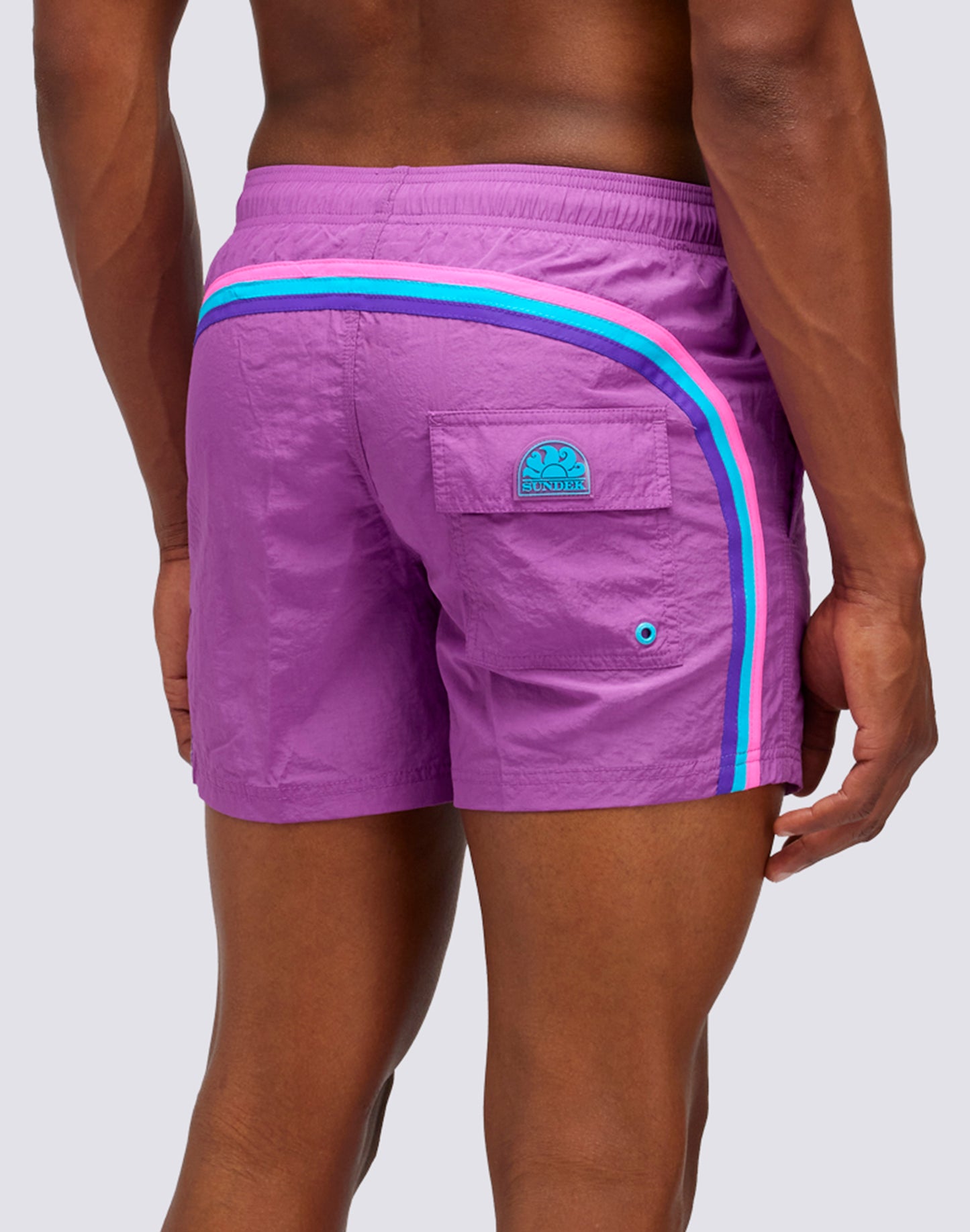 CRINKLED SHORT ELASTIC WAIST SWIMSHORTS