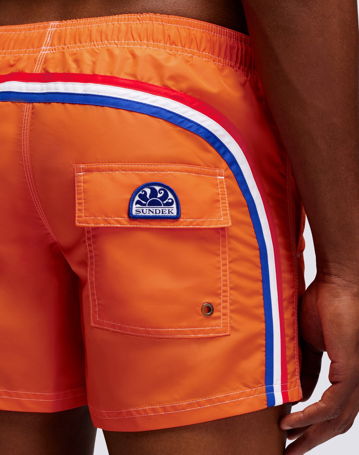 SHORT SWIM SHORTS WITH AN ELASTICATED WAISTBAND ICONIC TAFFETA DUTCH FLAG