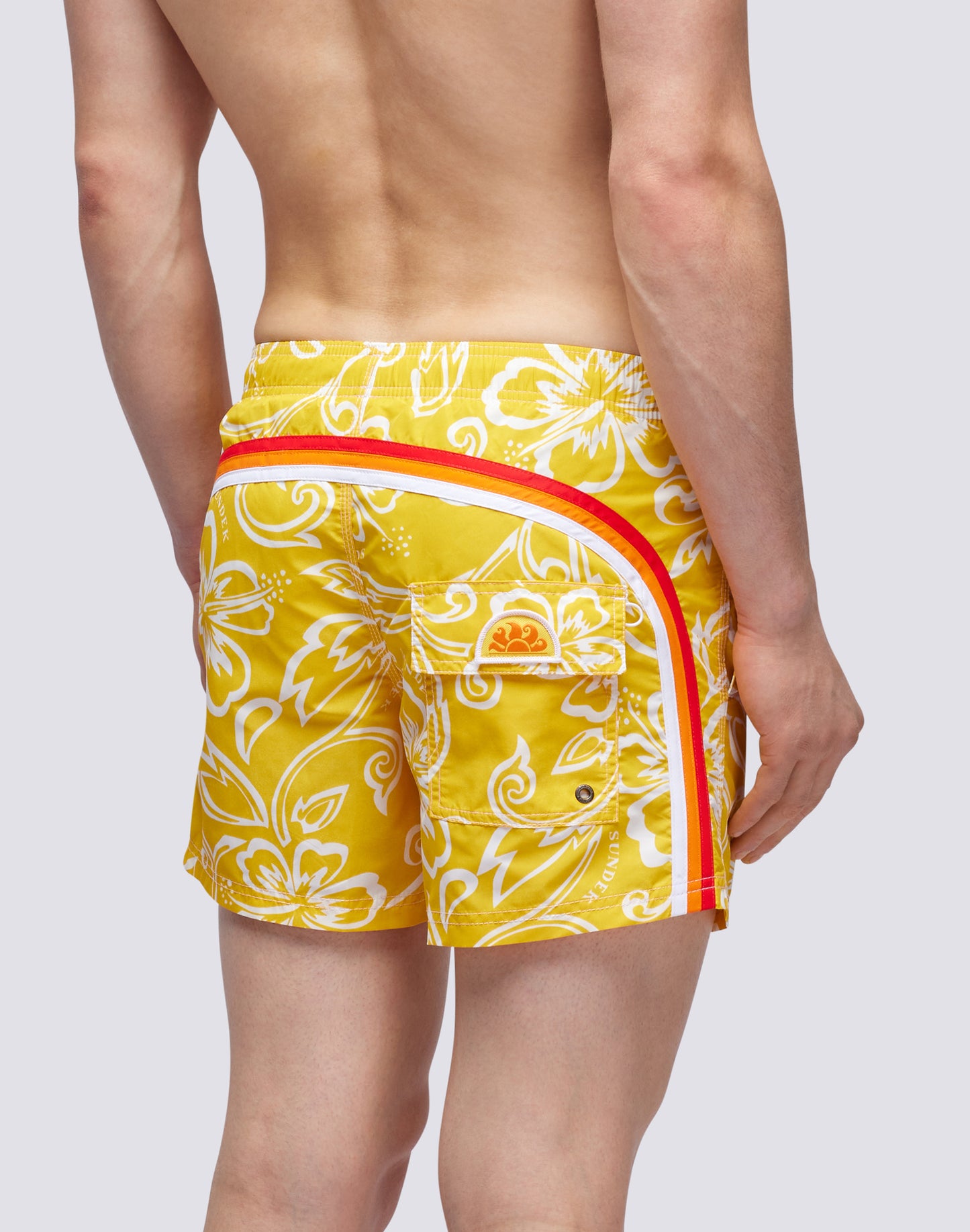 ARCHIVE HIBISCUS PRINTED SHORT SWIMSHORTS WITH ELASTIC WAIST