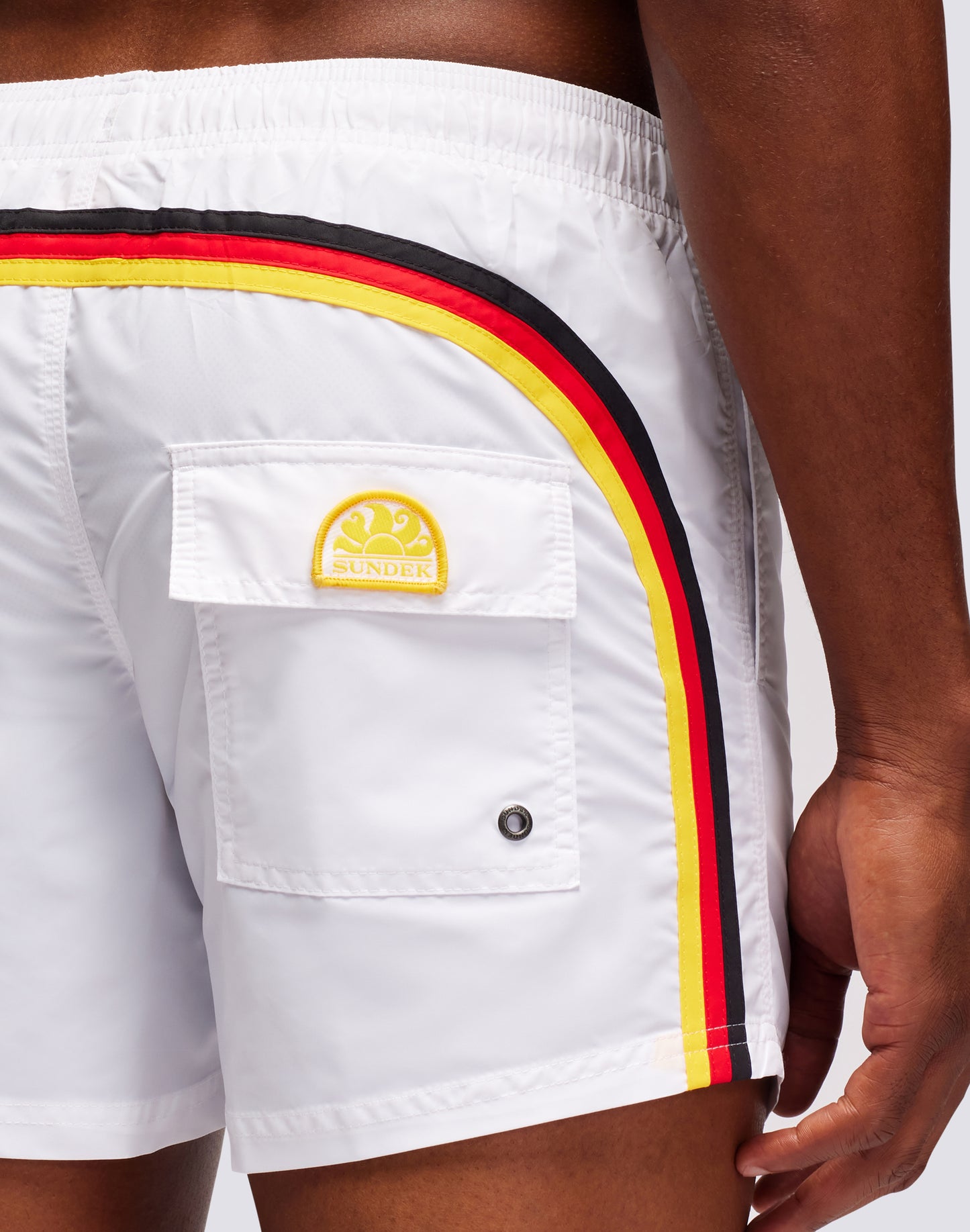 SHORT SWIM SHORTS WITH AN ELASTICATED WAISTBAND ICONIC TAFFETA GERMAN FLAG