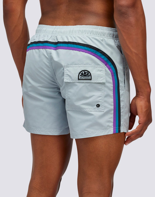 SHORT DE BAIN À TAILLE ÉLASTIQUE TAFFETA ICONIQUE ARC-EN-CIEL FONCÉ