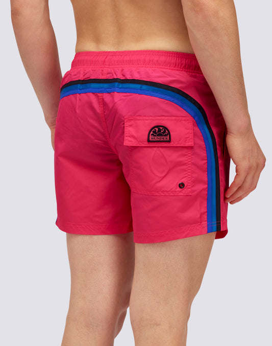 SHORT DE BAIN À TAILLE ÉLASTIQUE TAFFETA ICONIQUE ARC-EN-CIEL FONCÉ