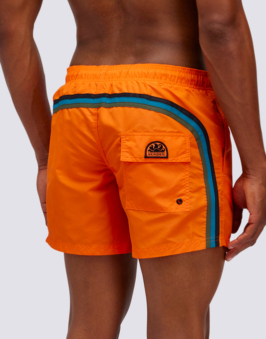 SHORT DE BAIN À TAILLE ÉLASTIQUE TAFFETA ICONIQUE ARC-EN-CIEL FONCÉ