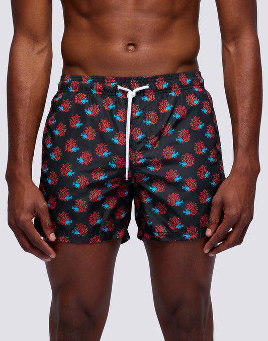 SEABED MICROPRINT ELASTICATED WAIST SHORT SWIMSHORTS