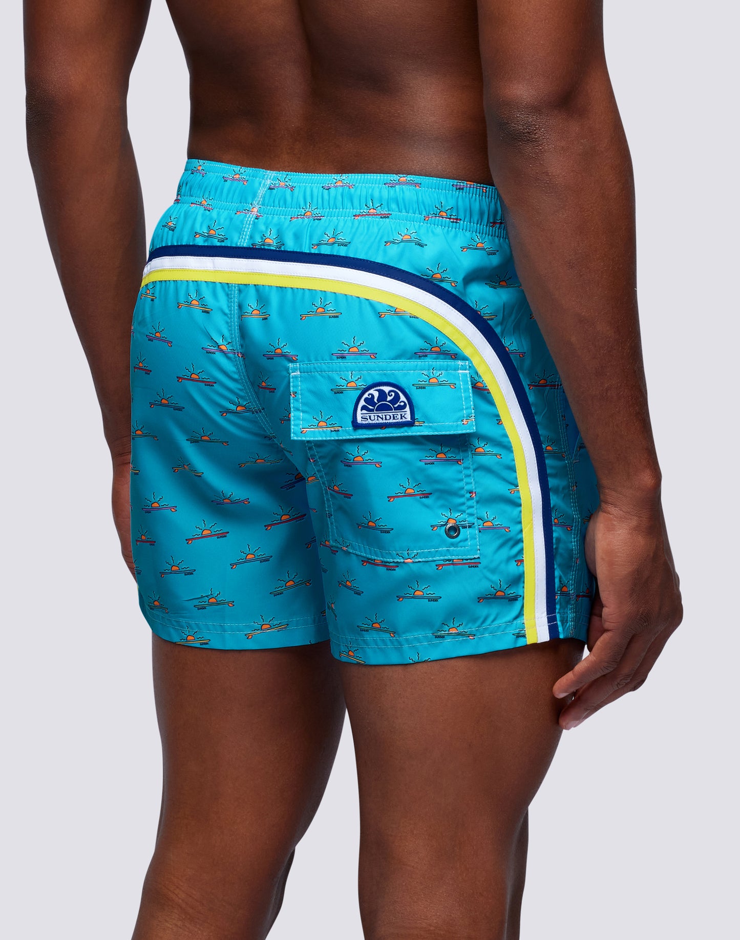 SHORT DE BAIN COURT TAILLE ÉLASTIQUÉE  MICROIMPRIMÉ SUNBOARD REPREVE®