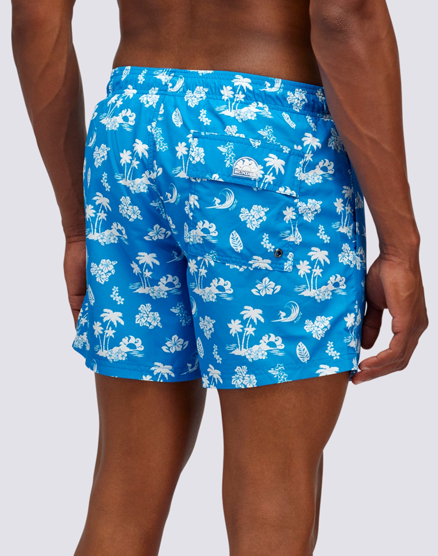 RECYCLED POLY SHORT SWIMSHORTS WITH ELASTIC WAIST KAILUA BIT PRINT