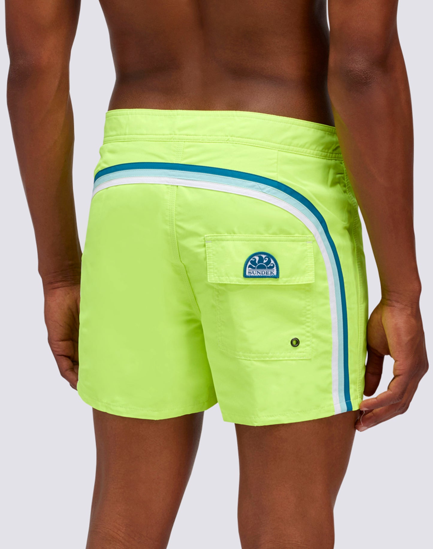 FIXED WAIST SHORT SWIM TRUNKS