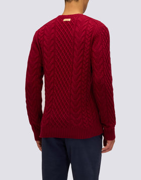 JERSEY DE CUELLO REDONDO PARA HOMBRE CON TRENZAS DE LANA MERINO Y CACHEMIRA
