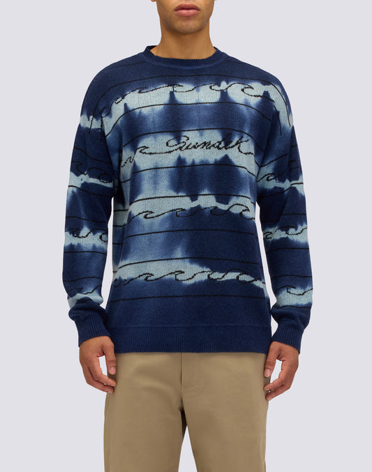JERSEY DE CUELLO REDONDO PARA HOMBRE CON MOTIVO DE ONDAS EN JACQUARD