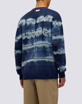 JERSEY DE CUELLO REDONDO PARA HOMBRE CON MOTIVO DE ONDAS EN JACQUARD
