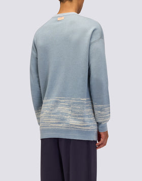JERSEY DE CUELLO REDONDO PARA HOMBRE CON DISEÑO JACQUARD DE BARCO EN MEDIO DEL MAR