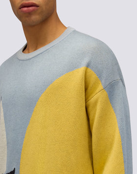 JERSEY DE CUELLO REDONDO PARA HOMBRE CON DISEÑO JACQUARD DE BARCO EN MEDIO DEL MAR