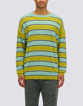 JERSEY DE CUELLO REDONDO PARA HOMBRE CON MOTIVO DE RAYAS MULTICOLORES