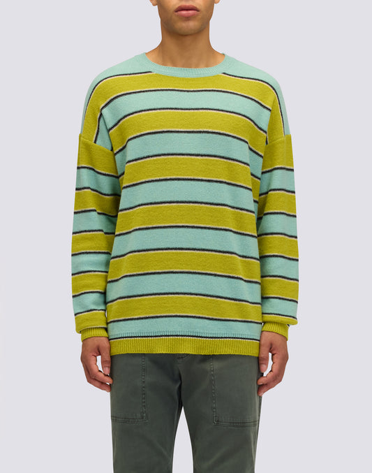 JERSEY DE CUELLO REDONDO PARA HOMBRE CON MOTIVO DE RAYAS MULTICOLORES