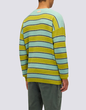 JERSEY DE CUELLO REDONDO PARA HOMBRE CON MOTIVO DE RAYAS MULTICOLORES