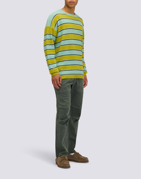 JERSEY DE CUELLO REDONDO PARA HOMBRE CON MOTIVO DE RAYAS MULTICOLORES