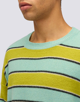 JERSEY DE CUELLO REDONDO PARA HOMBRE CON MOTIVO DE RAYAS MULTICOLORES