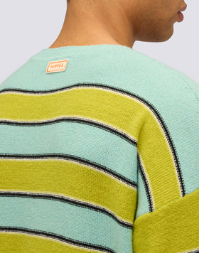 JERSEY DE CUELLO REDONDO PARA HOMBRE CON MOTIVO DE RAYAS MULTICOLORES