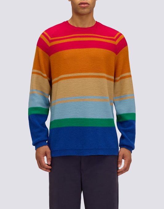 JERSEY DE CUELLO REDONDO CON RAYAS MULTICOLORES PARA HOMBRE