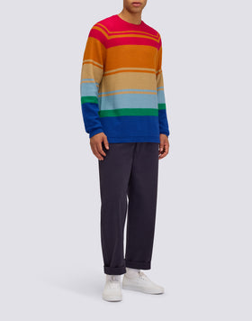 JERSEY DE CUELLO REDONDO CON RAYAS MULTICOLORES PARA HOMBRE