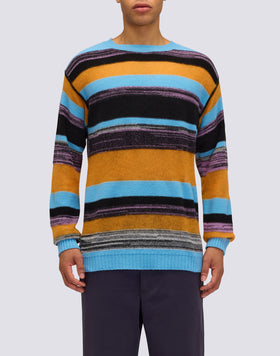 JERSEY DE CUELLO REDONDO CON MOTIVO DE RAYAS MULTICOLORES PARA HOMBRE