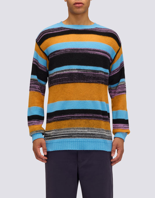 JERSEY DE CUELLO REDONDO CON MOTIVO DE RAYAS MULTICOLORES PARA HOMBRE