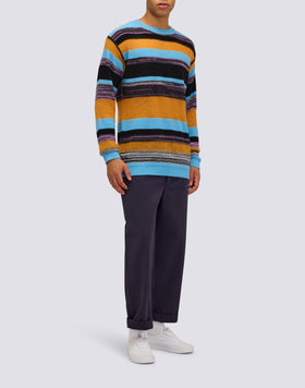 JERSEY DE CUELLO REDONDO CON MOTIVO DE RAYAS MULTICOLORES PARA HOMBRE