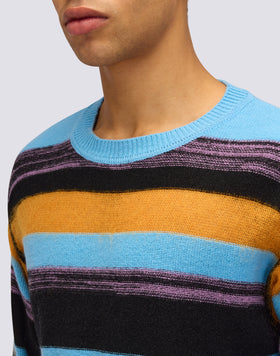 JERSEY DE CUELLO REDONDO CON MOTIVO DE RAYAS MULTICOLORES PARA HOMBRE