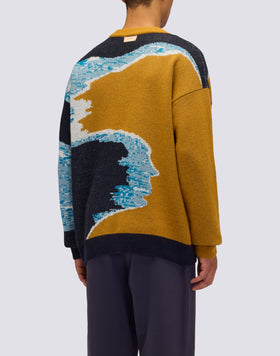 JERSEY DE HOMBRE JACQUARD CON CUELLO EN V Y COLORES EFECTO MAR