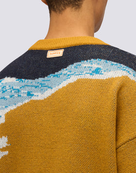 JERSEY DE HOMBRE JACQUARD CON CUELLO EN V Y COLORES EFECTO MAR