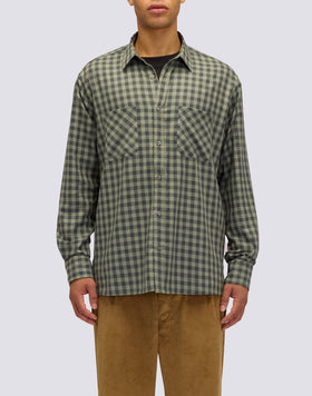 CAMISA DE HOMBRE A CUADROS DE ALGODÓN GABARDINA TEÑIDA A MANO