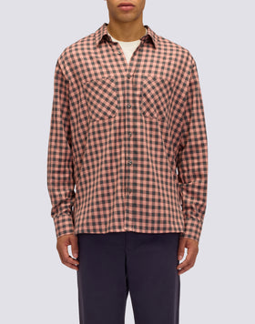 CAMISA DE HOMBRE A CUADROS DE ALGODÓN GABARDINA TEÑIDA A MANO