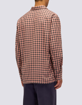 CAMISA DE HOMBRE A CUADROS DE ALGODÓN GABARDINA TEÑIDA A MANO